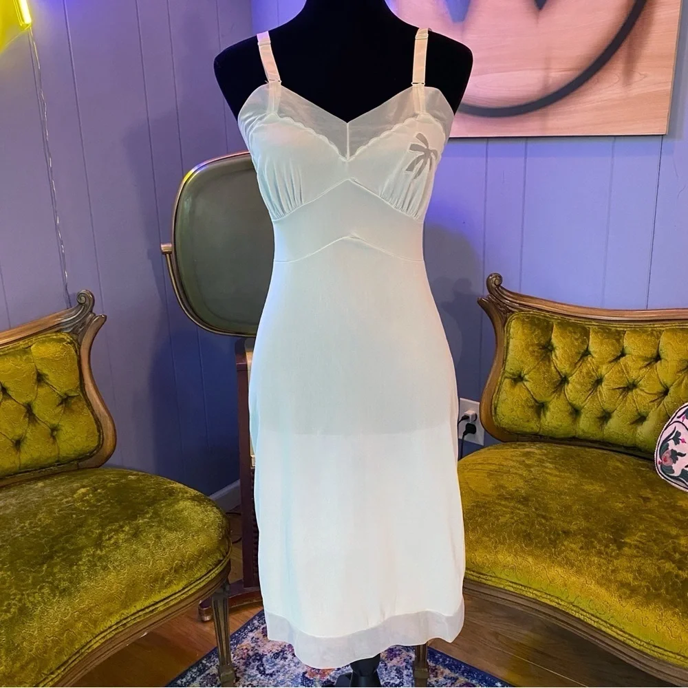 Vintage 60s Aristocraft by Superior Pastel Blue Sheer Nylon Lingerie Slip Dress - Picture 2 of 8
